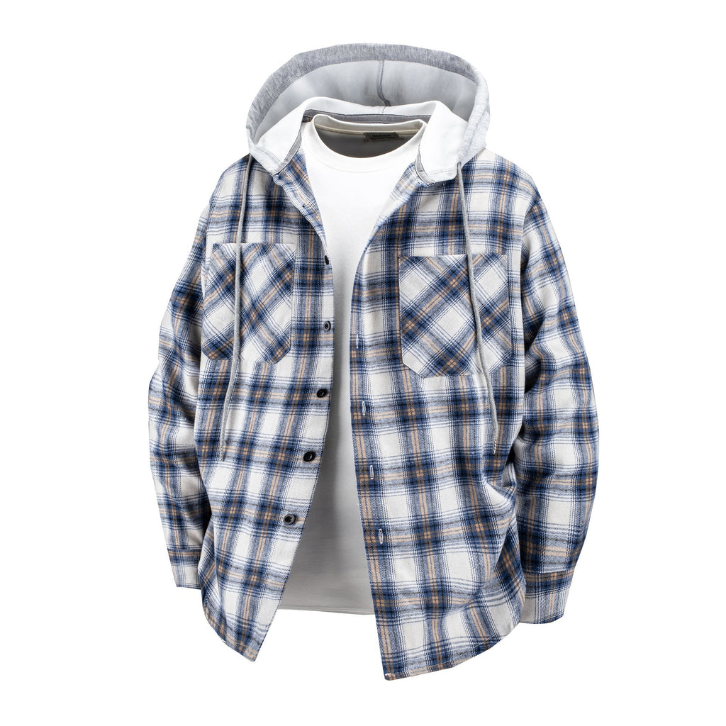 Hooded Men’s And Women’s Same Plaid Shirt Spring And Autumn