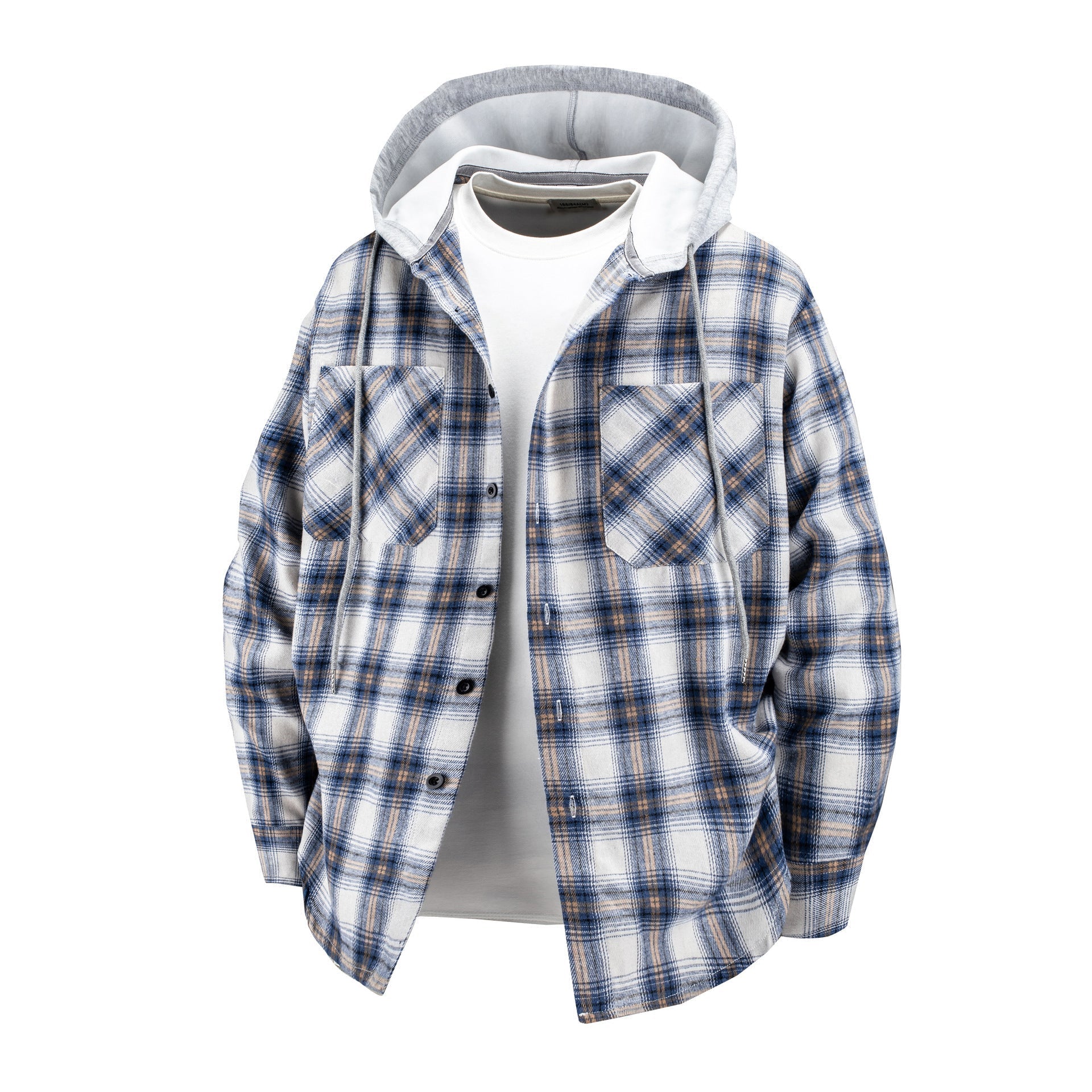 Hooded Men’s And Women’s Same Plaid Shirt Spring And Autumn