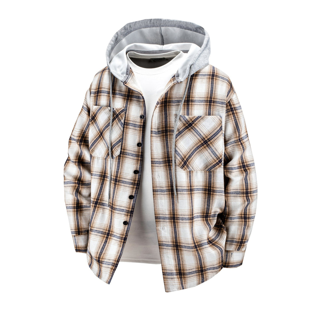 Hooded Men’s And Women’s Same Plaid Shirt Spring And Autumn - Creamy Plaid / M