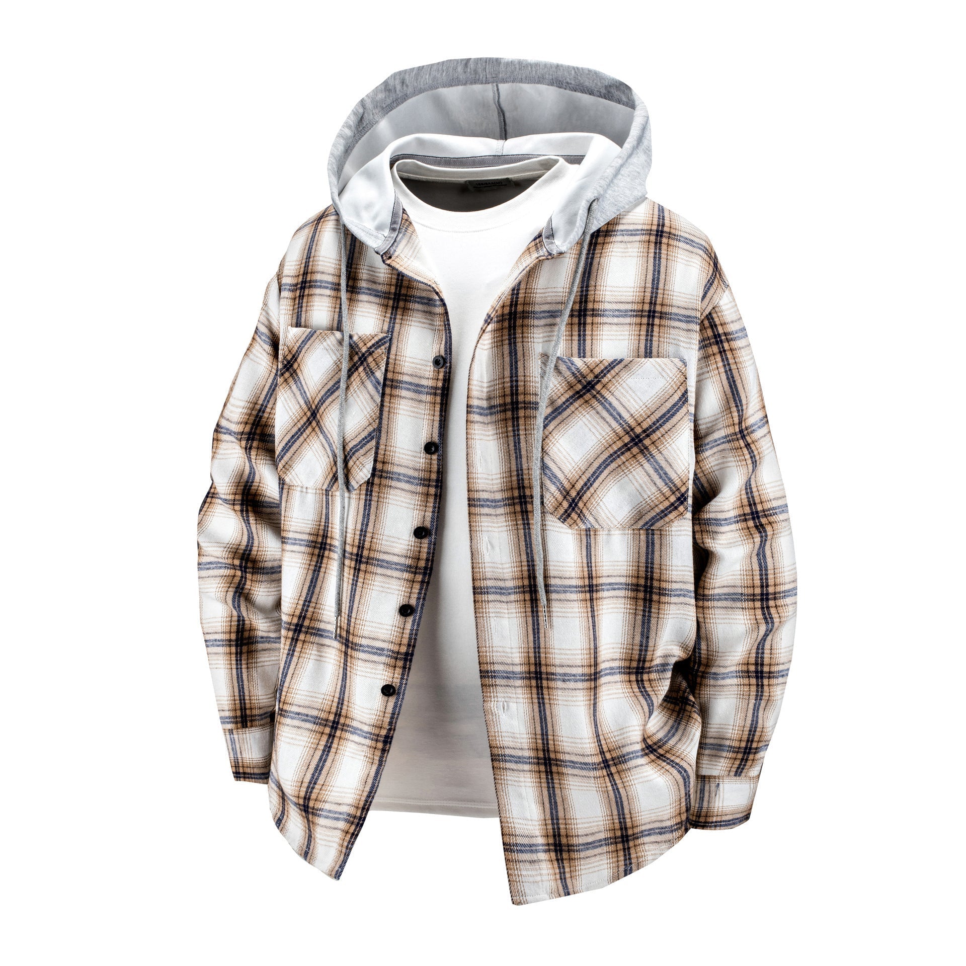 Hooded Men’s And Women’s Same Plaid Shirt Spring And Autumn - Creamy Plaid / M