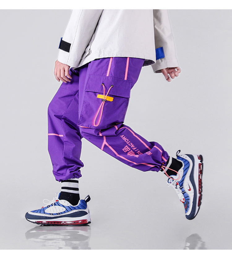 Chaopai Street casual overalls - Purple / L