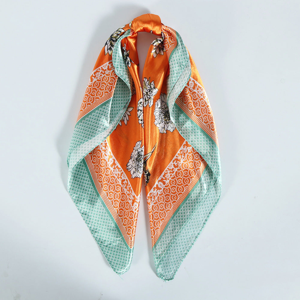Square Towel Satin Business Work Clothes Small Scarf - Orange / 60X60cm