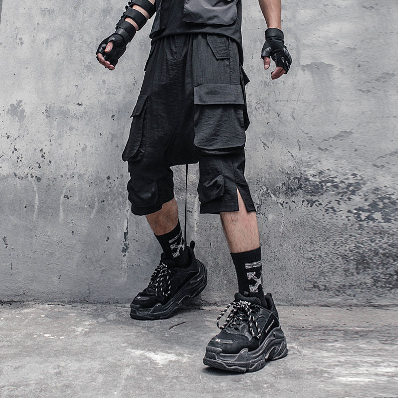 Men’s Design Function Hanging Crotch Pants With Multiple Pockets