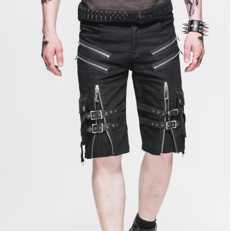 Steampunk Men’s Fifth Pants Loose Plus Size Washed Cargo Pants