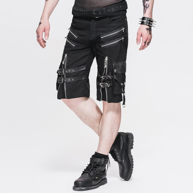 Steampunk Men’s Fifth Pants Loose Plus Size Washed Cargo Pants