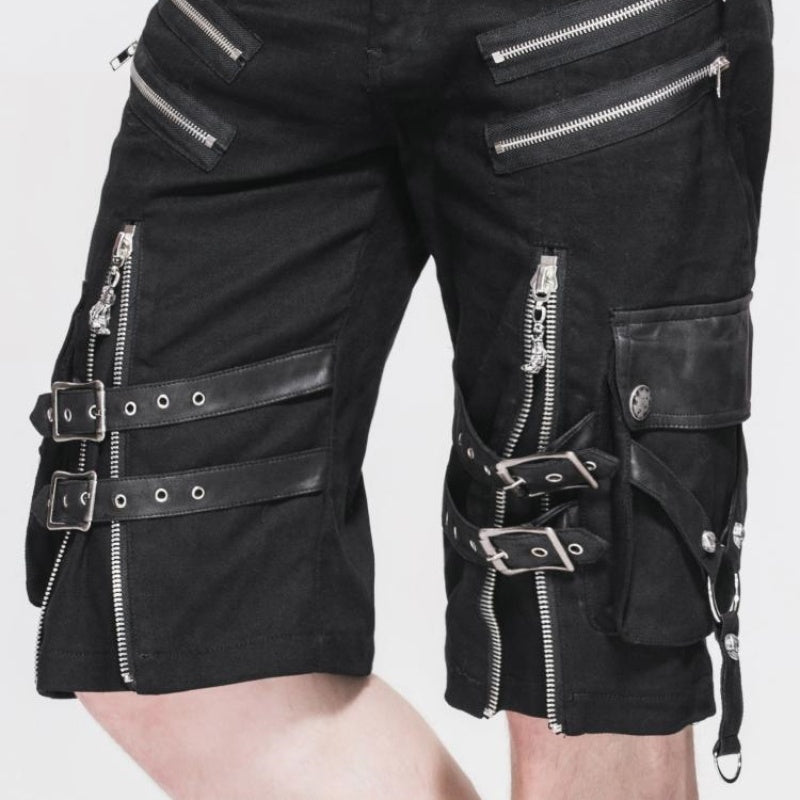 Steampunk Men’s Fifth Pants Loose Plus Size Washed Cargo Pants