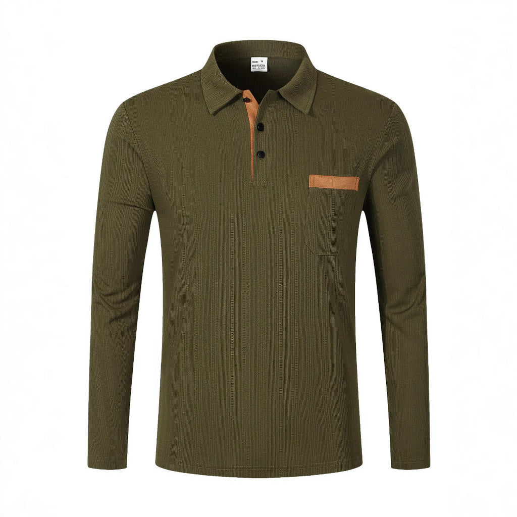 Sports Long Sleeve Lapel Men’s Polo Shirt