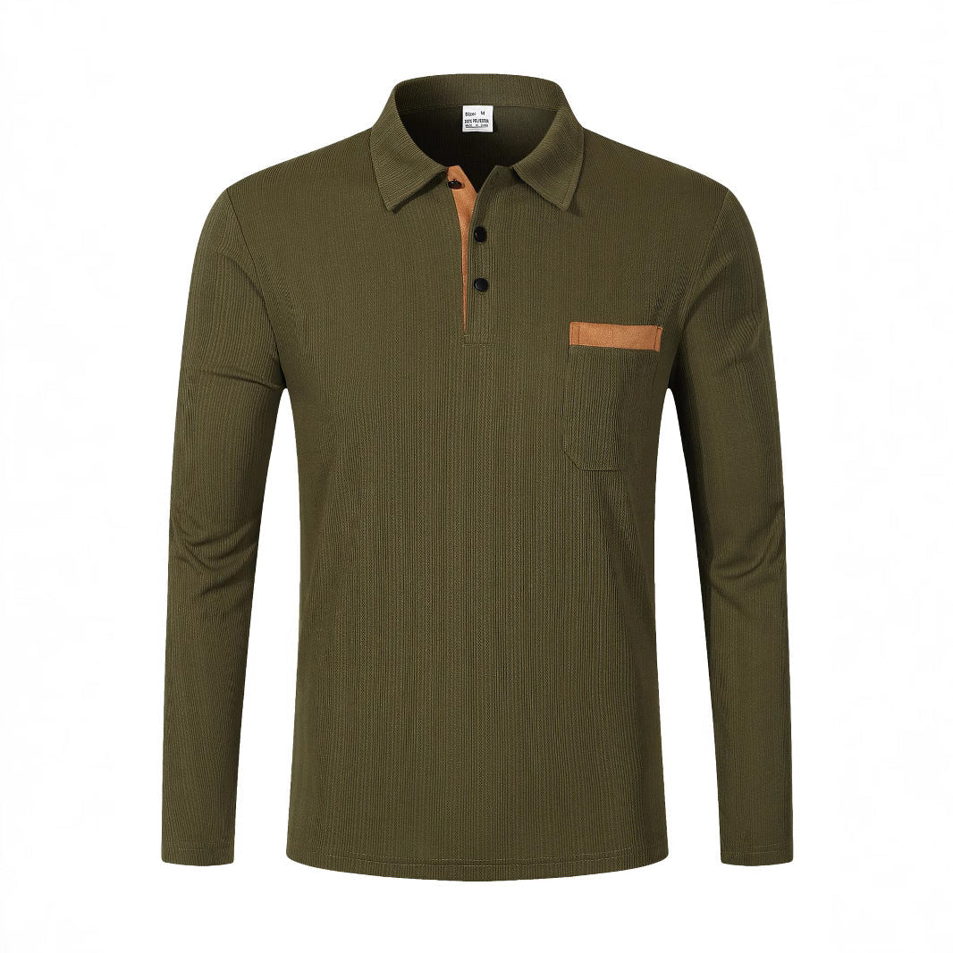 Sports Long Sleeve Lapel Men’s Polo Shirt
