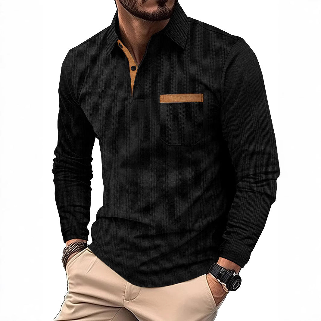 Sports Long Sleeve Lapel Men’s Polo Shirt