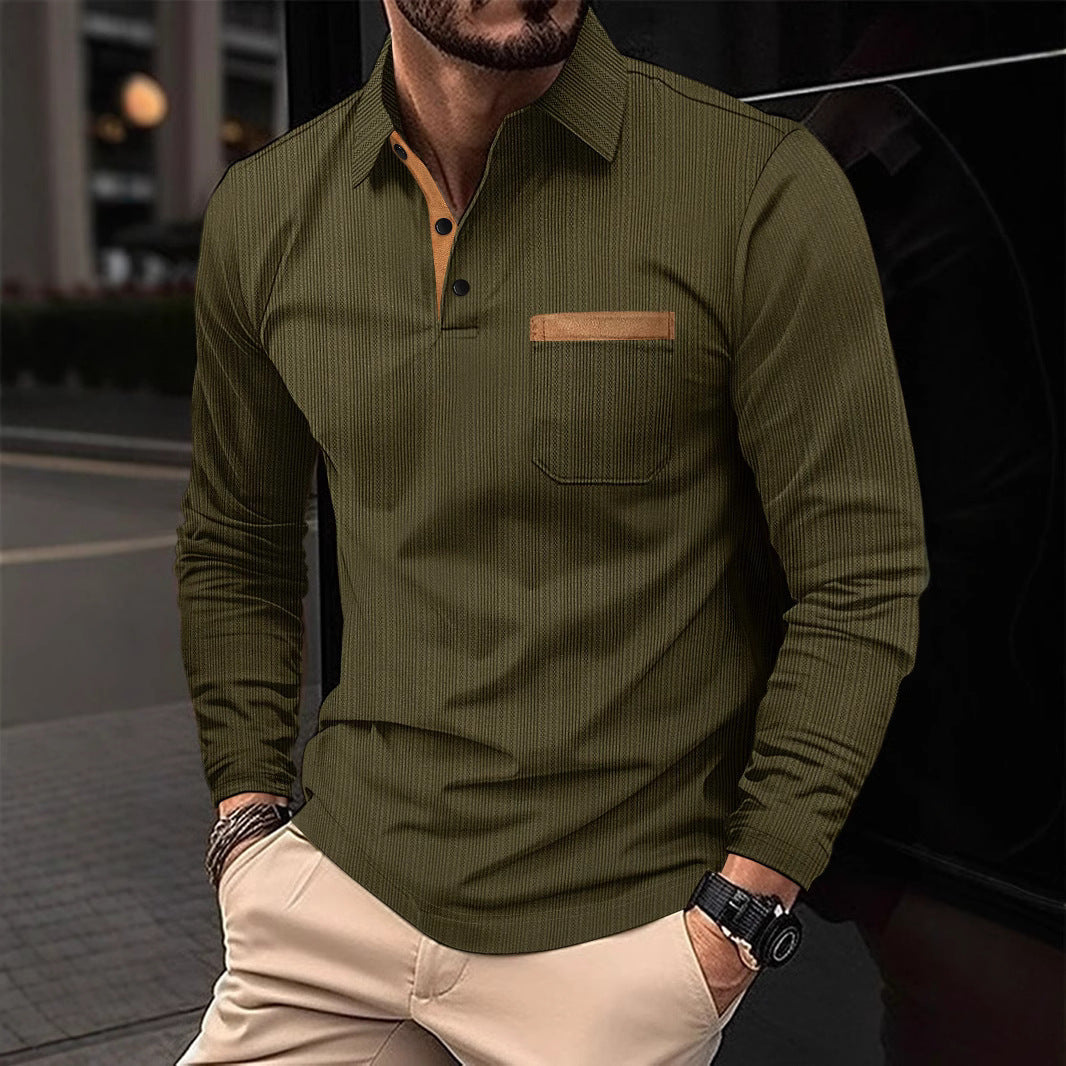 Sports Long Sleeve Lapel Men’s Polo Shirt