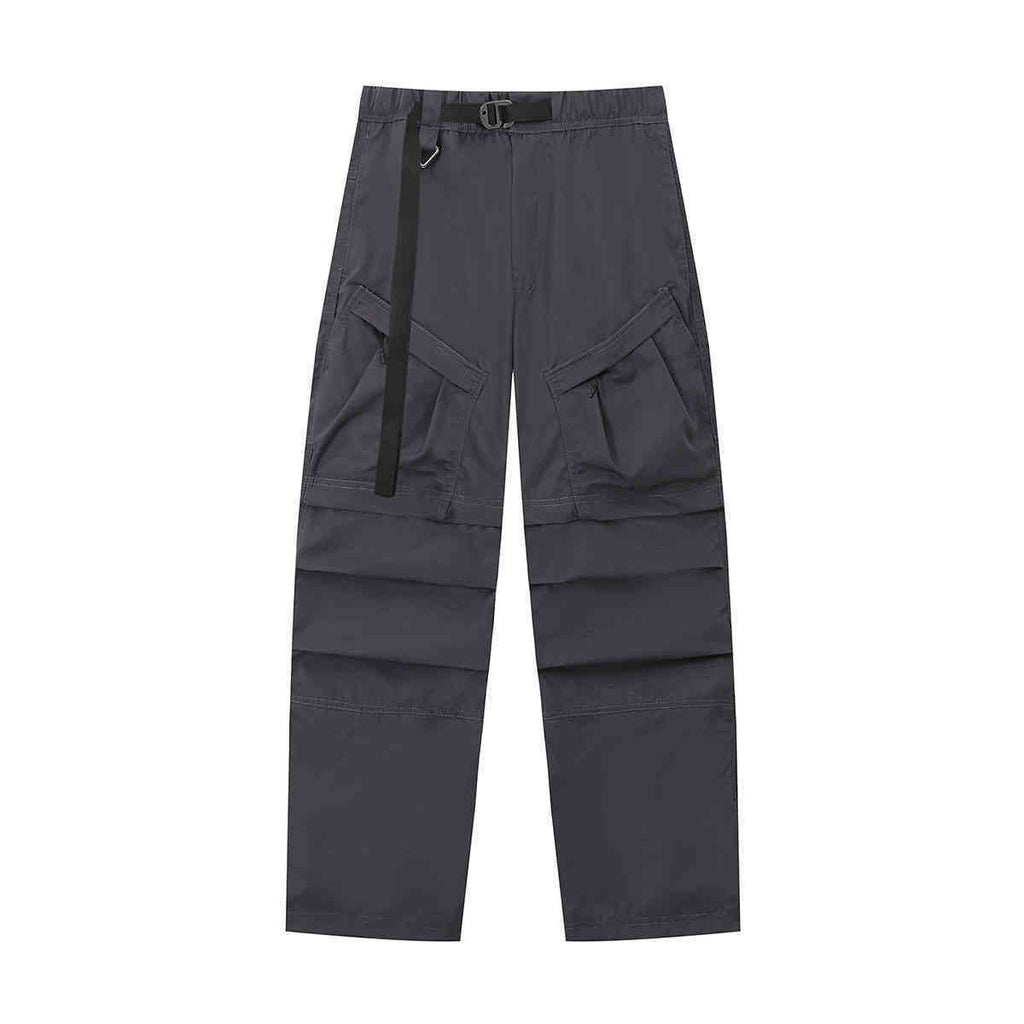 Straight Cargo Pants Men’s Multi-pocket Paratrooper Pants - Gray / 2XL