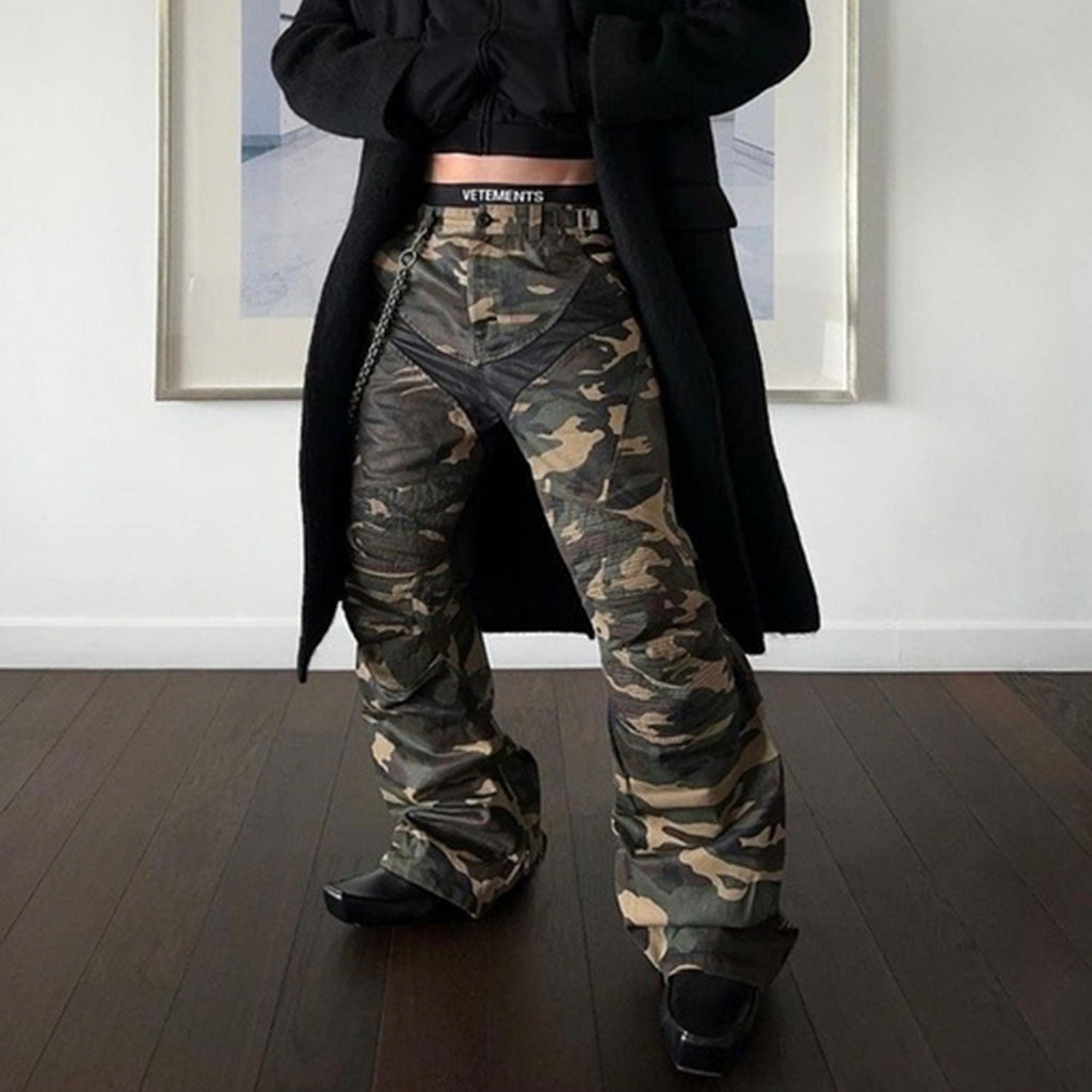 Men’s Same Stitching Design Zipper Wide Leg Pants
