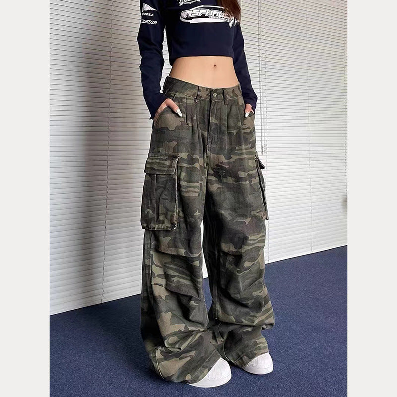 High Street Retro Multi-pocket Camouflage Cargo Pants - Camouflage Color / M