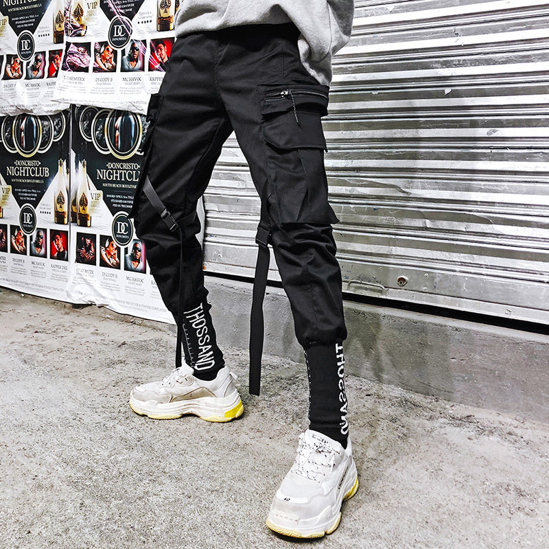 Korean fashion pants leisure pants nine-minute pants men’’s fashion pants loose leggings students’’straight-bottomed