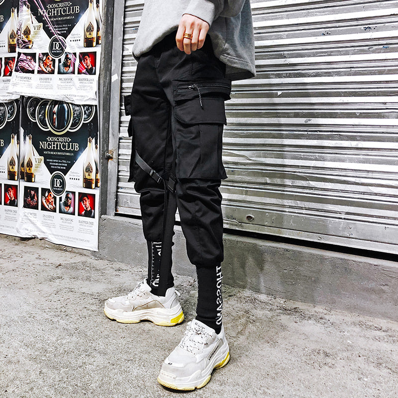 Korean fashion pants leisure pants nine-minute pants men’’s fashion pants loose leggings students’’straight-bottomed
