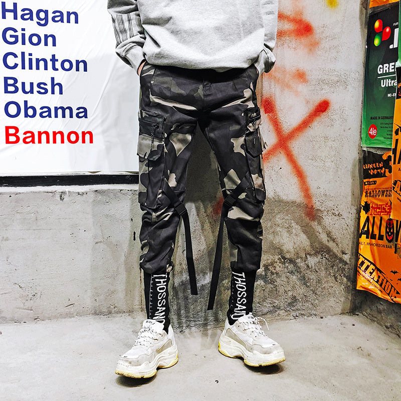 Korean fashion pants leisure pants nine-minute pants men’’s fashion pants loose leggings students’’straight-bottomed
