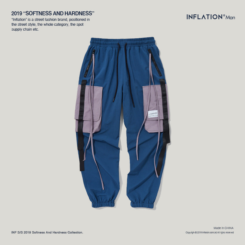 Men’s Side Pockets Cargo Harem Pants - L / Blue