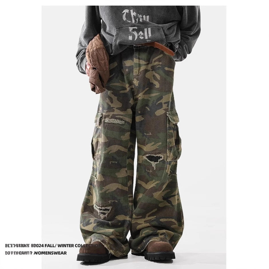 Men’s American Casual Loose Hole Camouflage Pants