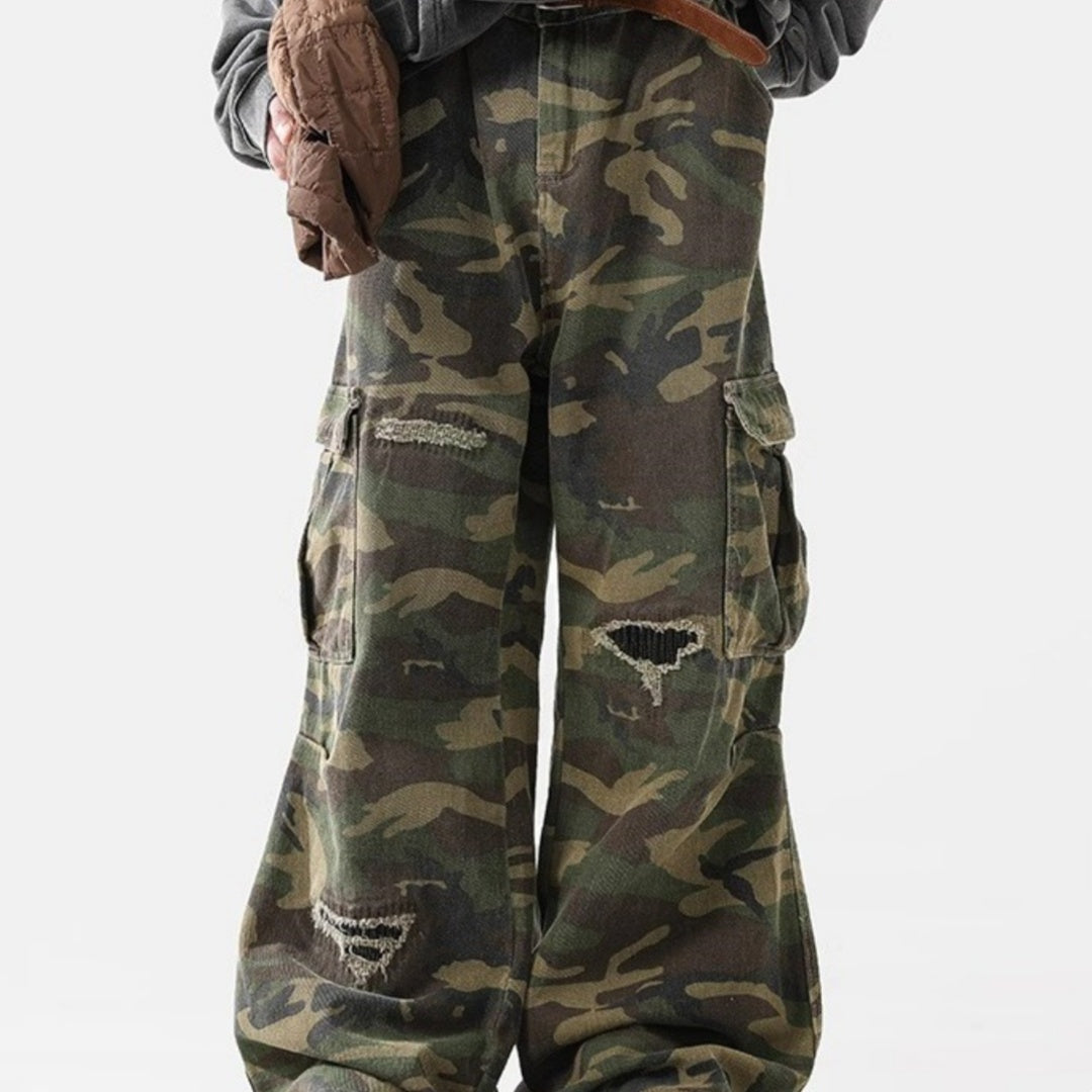 Men’s American Casual Loose Hole Camouflage Pants