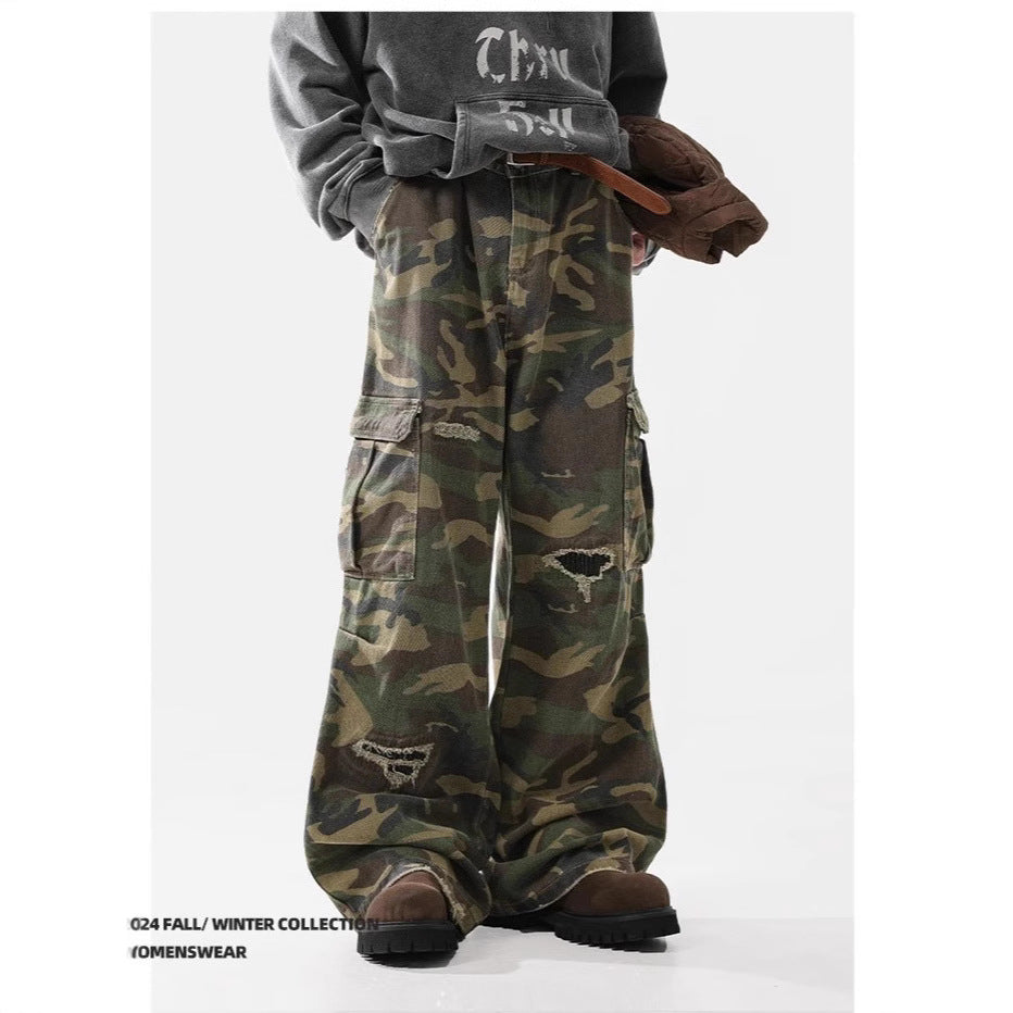 Men’s American Casual Loose Hole Camouflage Pants