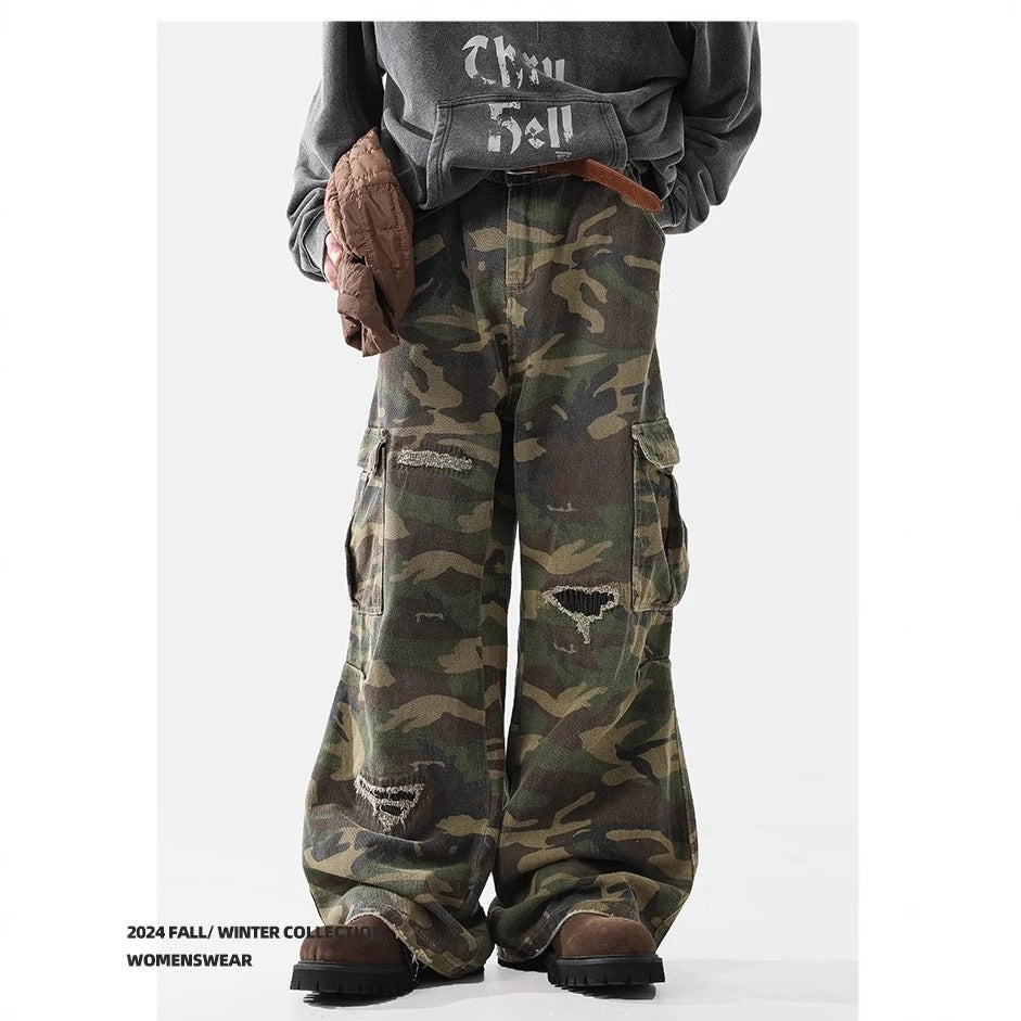 Men’s American Casual Loose Hole Camouflage Pants