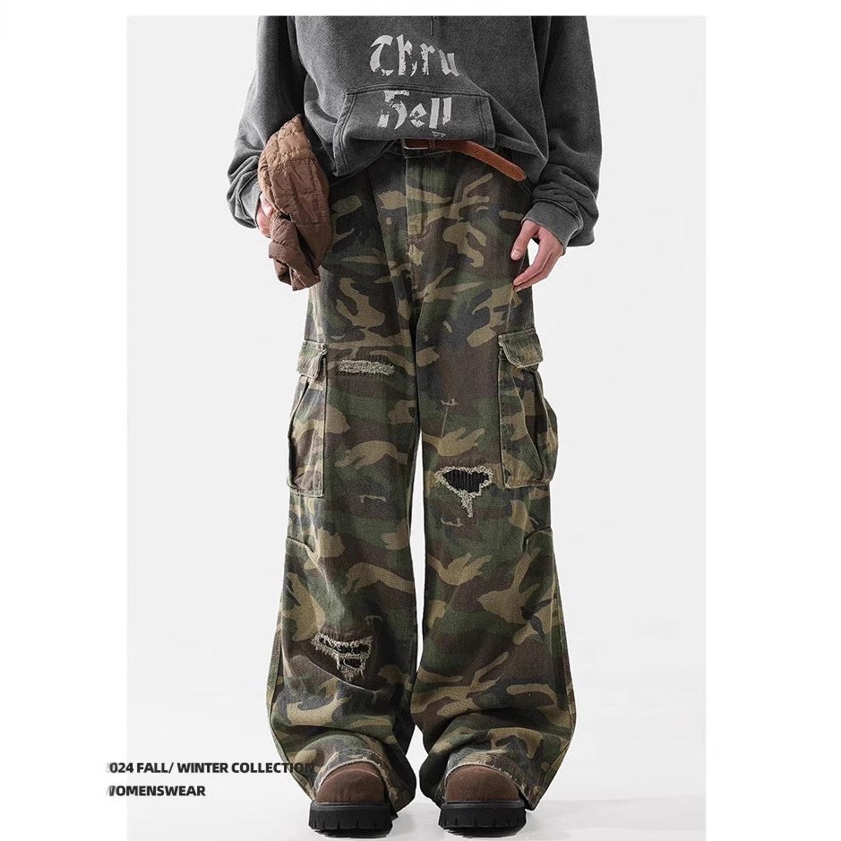 Men’s American Casual Loose Hole Camouflage Pants