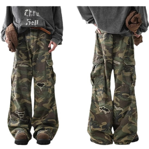Men’s American Casual Loose Hole Camouflage Pants