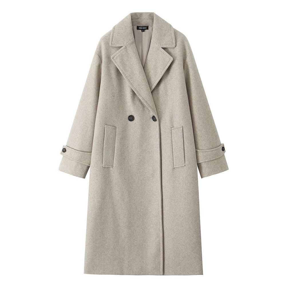 Fashion Simple Loose Soft Long-cut Coat - Beige / XS