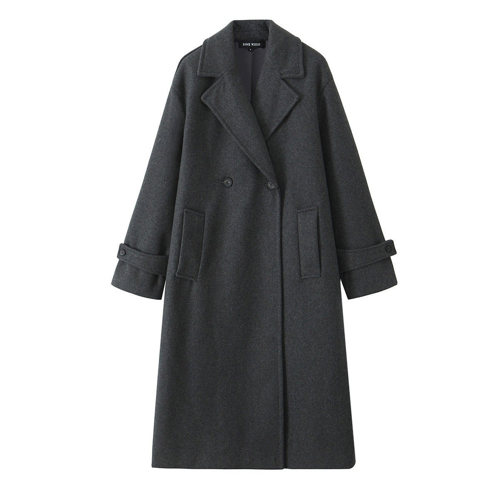 Fashion Simple Loose Soft Long-cut Coat - Dark Gray / XS