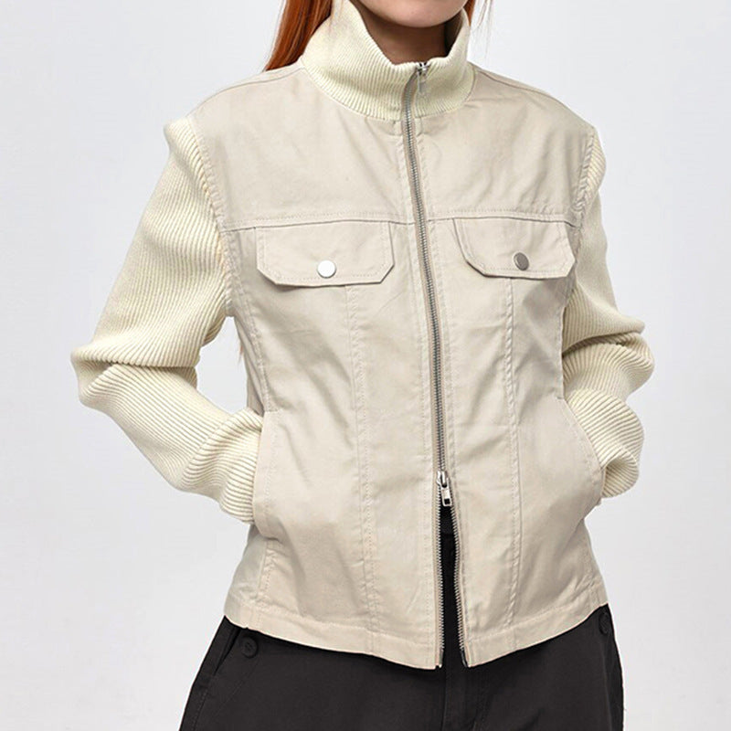 European And American Street Niche High-grade Locomotive Style Jacket - Beige / S