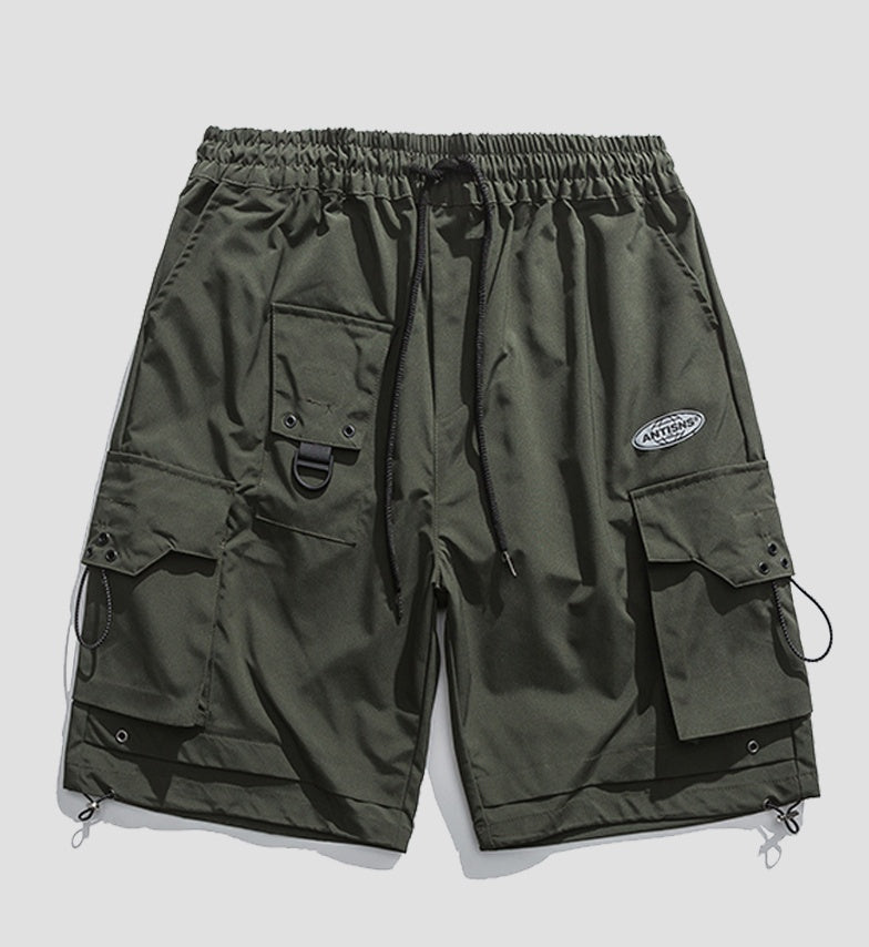 Summer Shorts Male Ins Tide Brand High Street Straight Pants Korean Loose Casual Pocket Overalls - Army Green / M