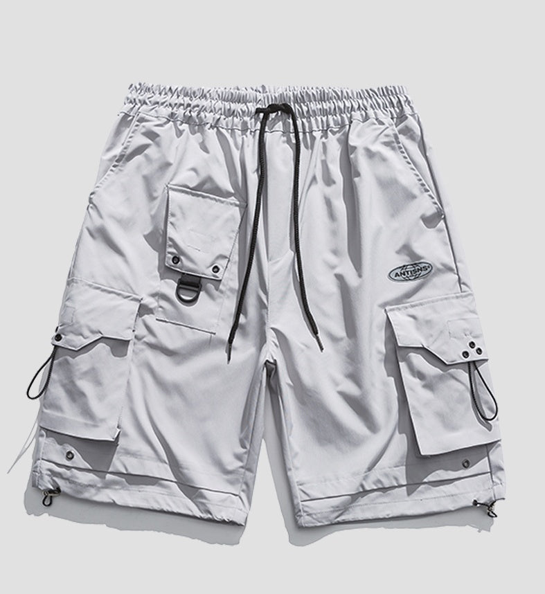 Summer Shorts Male Ins Tide Brand High Street Straight Pants Korean Loose Casual Pocket Overalls - Grey / M