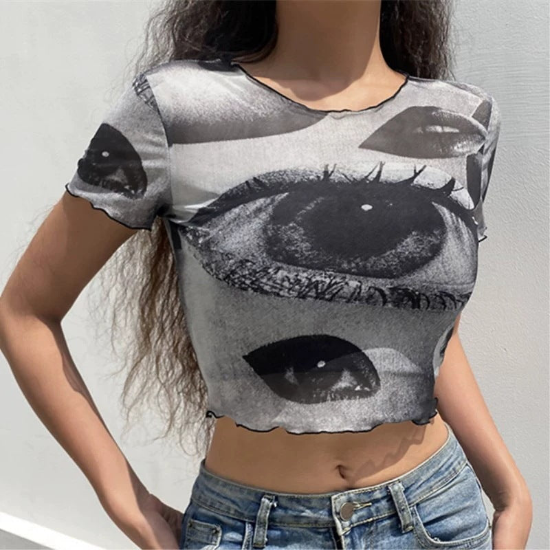 European And American Retro Printed Foreign Trade T-shirt Cute Solid Color - NVTX44082 / S