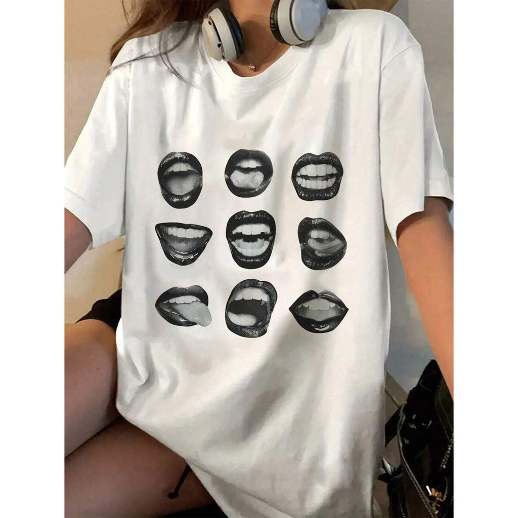 European And American Retro Printed Foreign Trade T-shirt Cute Solid Color - NXTX108212 / S
