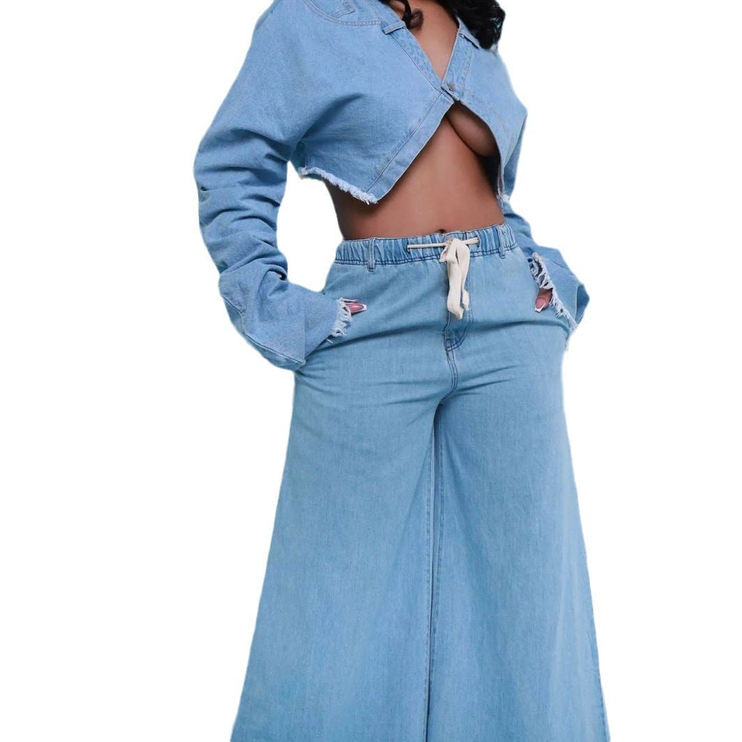 Casual Loose Denim Suit Two-piece Women’s Clothing