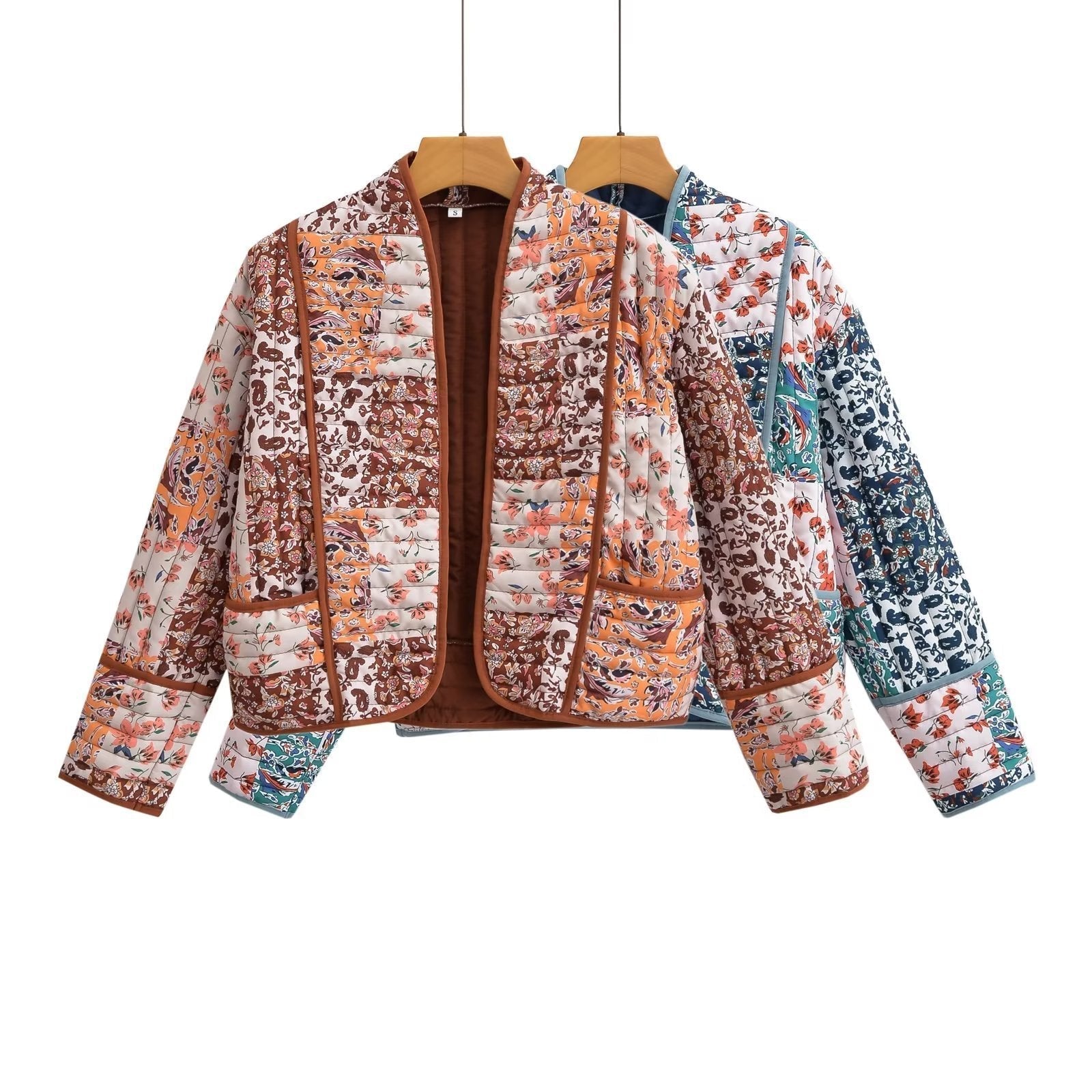 Women’s Fashionable Printed Loose Leisure Short Cotton-padded Coat