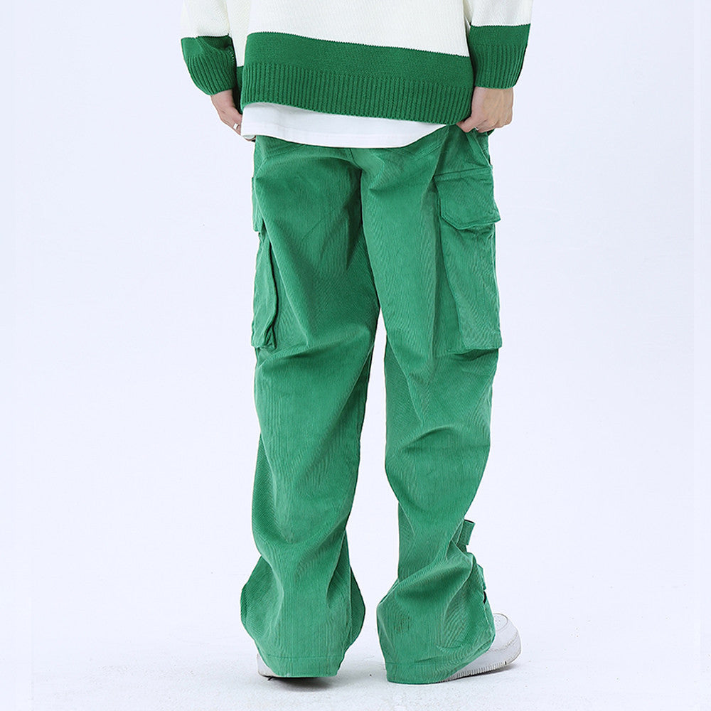 Men’s Big Pocket Workwear Personality Strap Wide Leg Pants