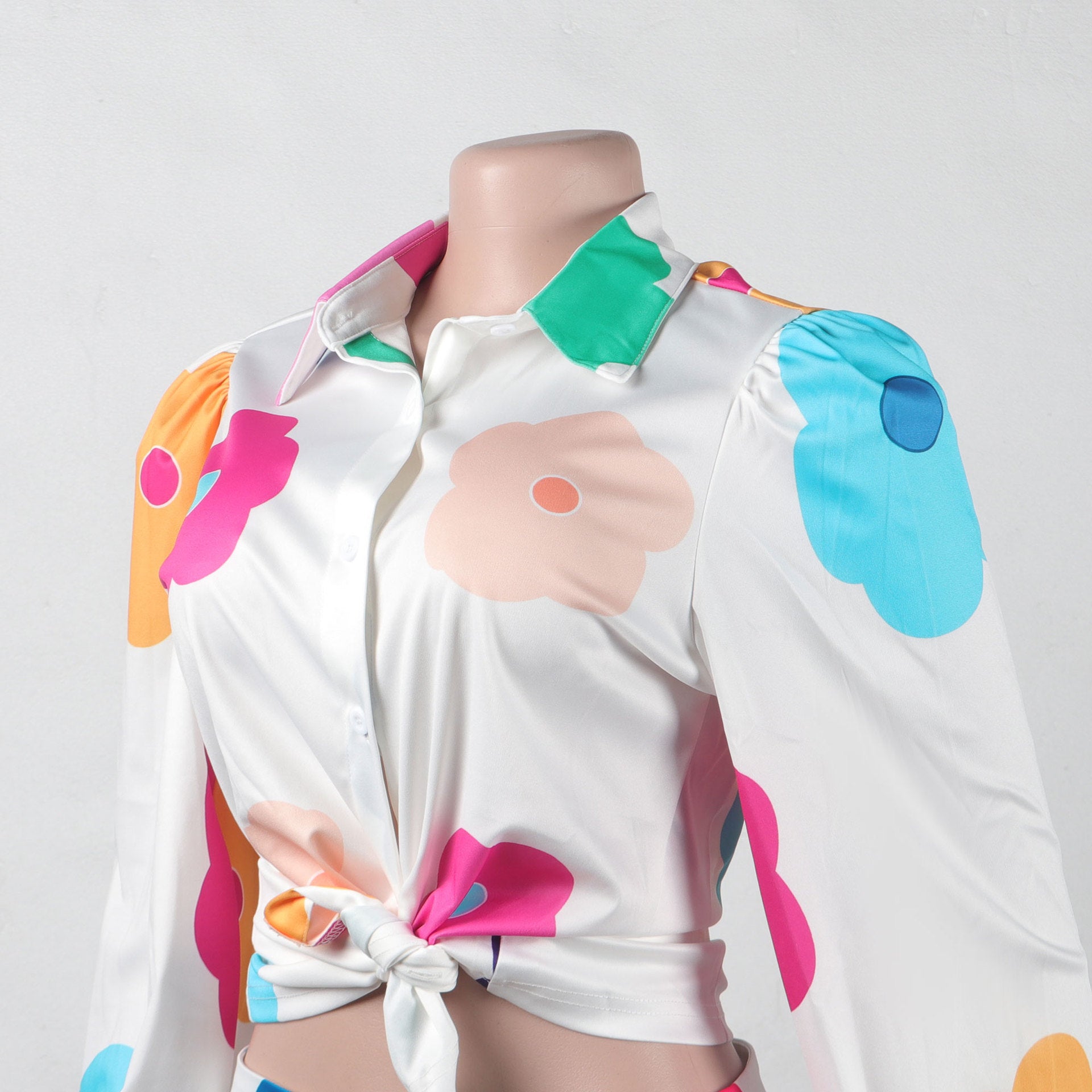Women’s Fashion Color Printed Shirt Suit Two-piece Set