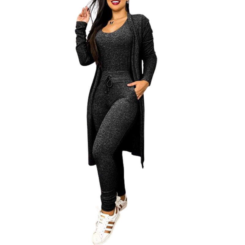 Drawstring Pocket Design For Jumpsuit And Cardigan Cover - Black / L