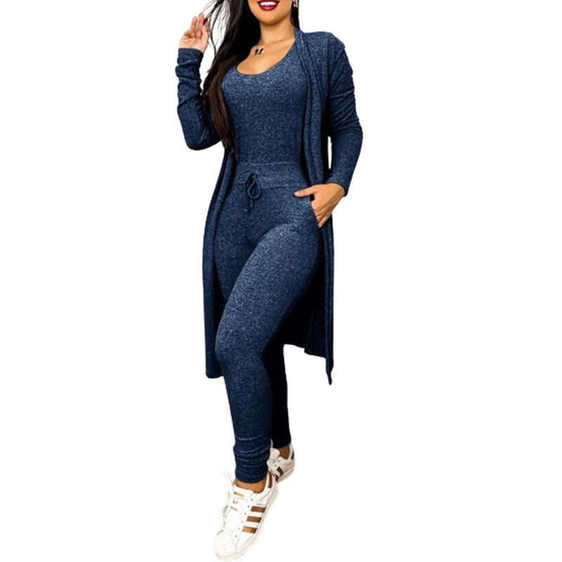 Drawstring Pocket Design For Jumpsuit And Cardigan Cover - Blue / L