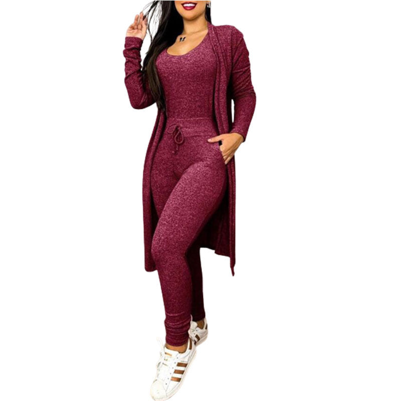 Drawstring Pocket Design For Jumpsuit And Cardigan Cover - Red / L