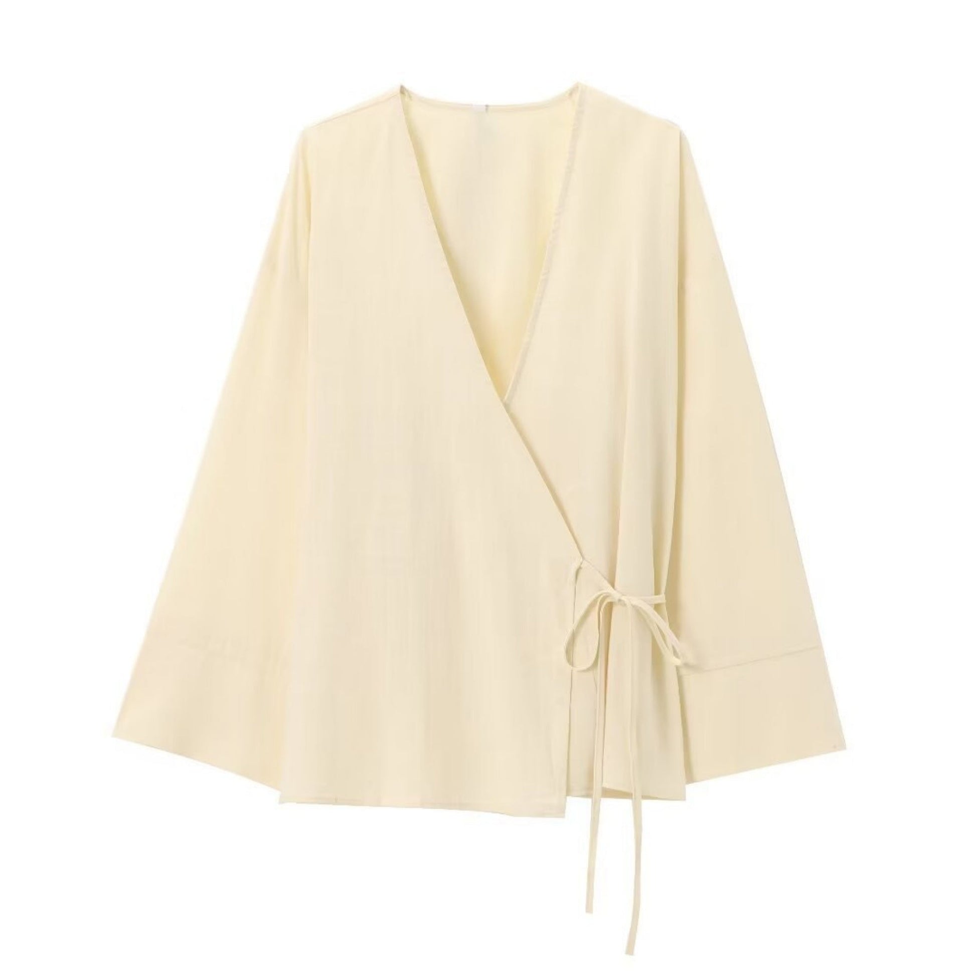 Texture Double Breasted Kimono Style Outerwear Pants - Beige / XS / Tops