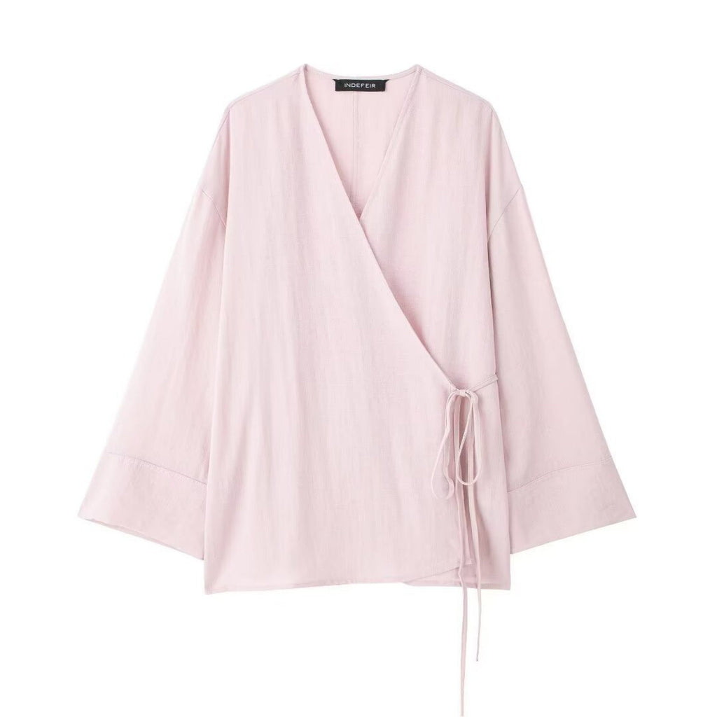 Texture Double Breasted Kimono Style Outerwear Pants - Pink / XS / Tops