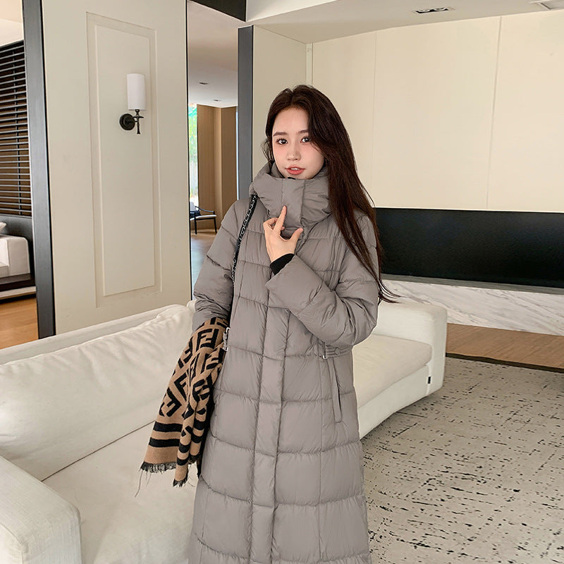 Thickened Long Section Down Cotton Jacket Coat - Gray / M