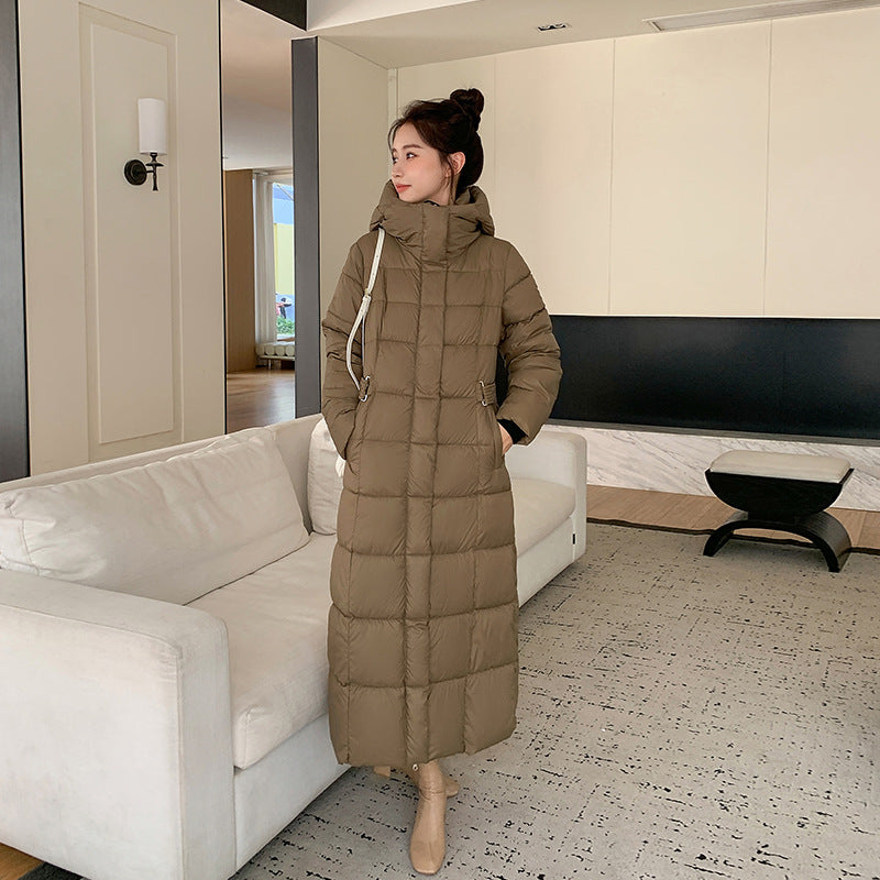 Thickened Long Section Down Cotton Jacket Coat - Light Brown / M