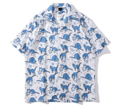 Colorful Print Shirt Unisex Loose Rock - X7801color / M