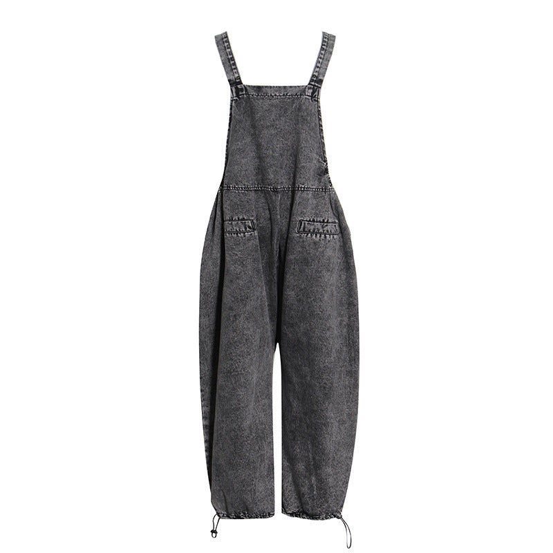 Personality Street Tooling Style Overall Jeans Women - Gray / Free Size
