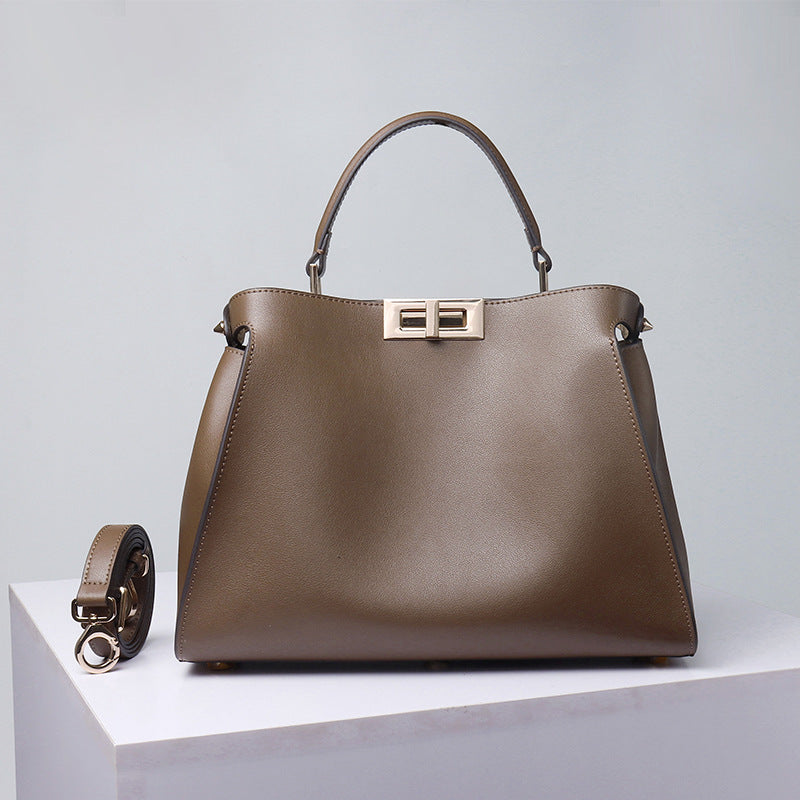 Street Trend Leather Bag Luxury Clothing High-End Fashion Online - Caramel Large 32