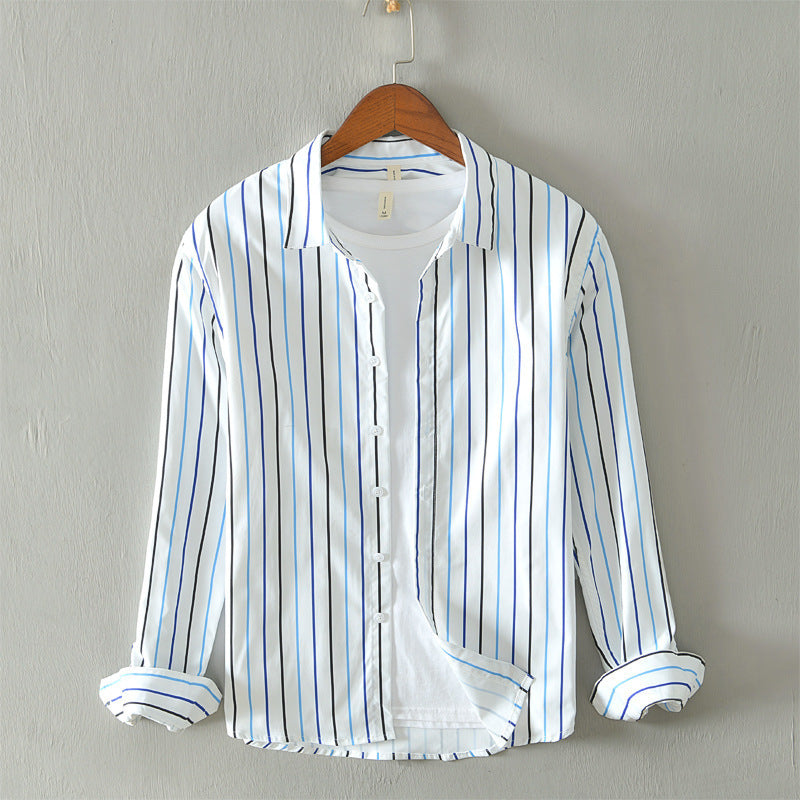 Casual Trend Color Striped Shirt - Blue / M