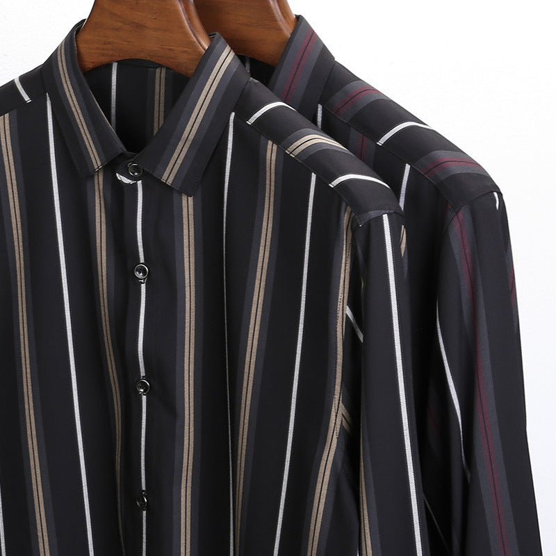 Striped Casual Black Thin Men’s Long-sleeved Shirt